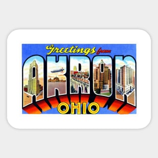 Greetings from Akron, Ohio - Vintage Large Letter Postcard Sticker